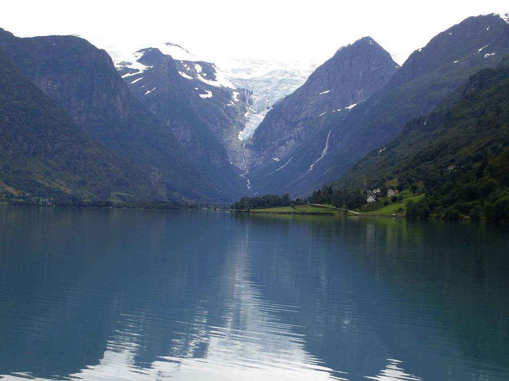 NORWAY, SOGN OG FJORDANE: View Melkevollbreen towering Oldevatnet by Ashraf Nassef