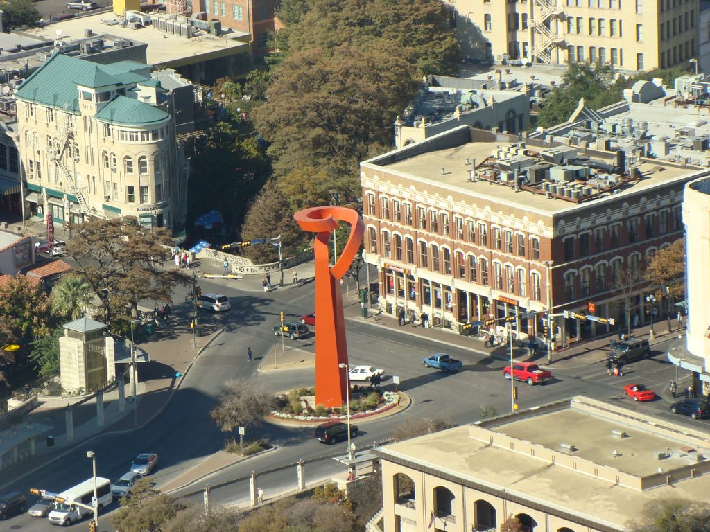 The Torch of Friendship seen from the Tower of the Americas by D. Jenison