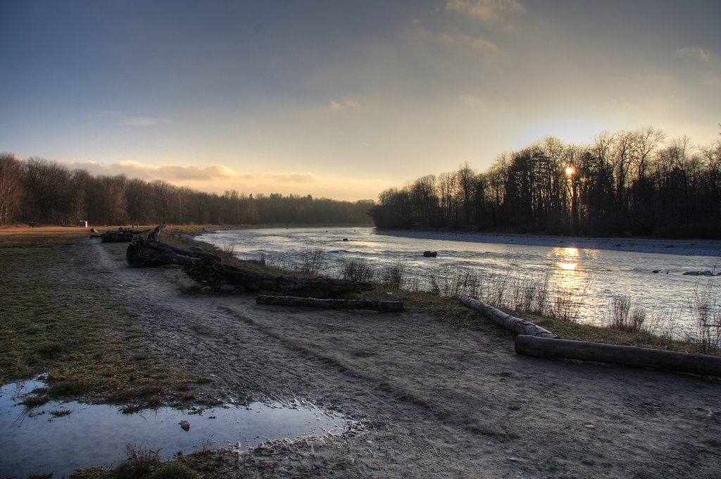 Sunset Isar by Frank Neuer