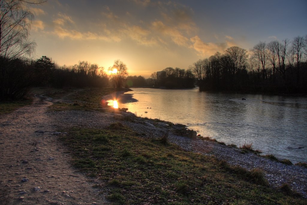 Sunset Isar by Frank Neuer