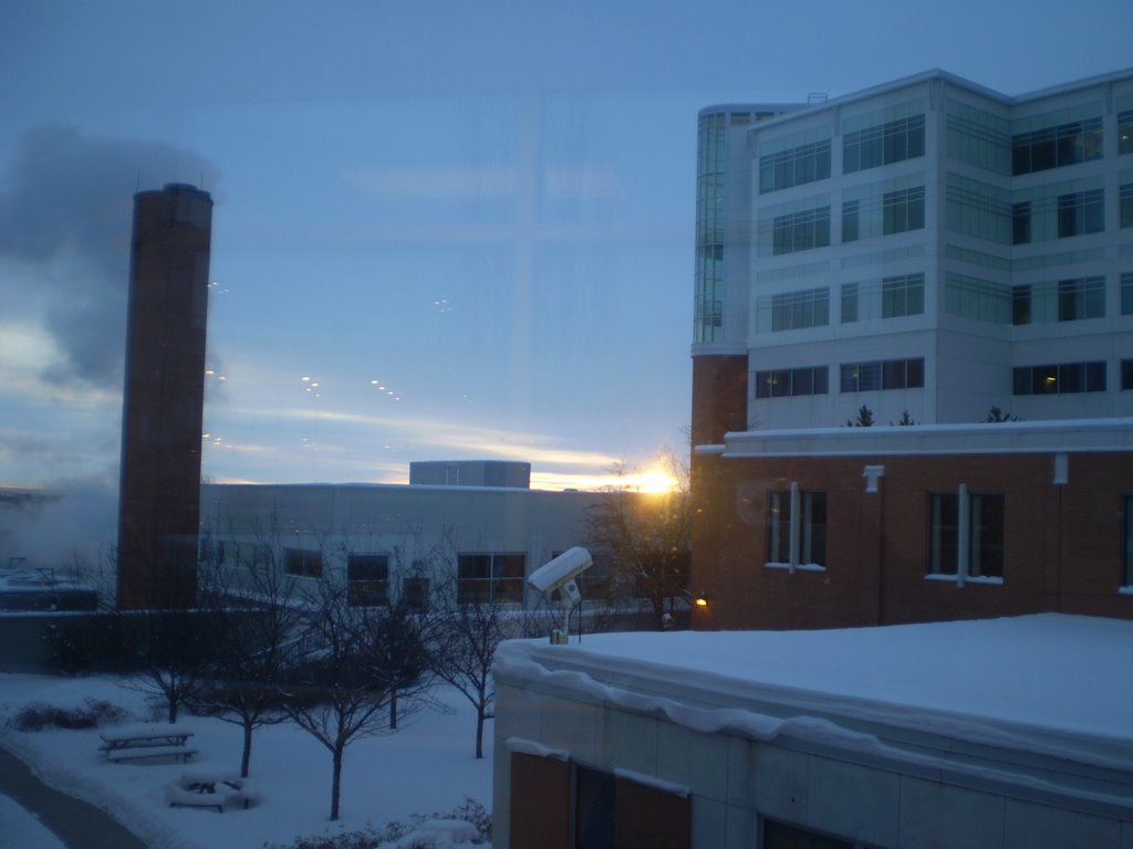 Sunrise over Rocky-view General Hospita, Calgary Alberta, Canada. Winter/Dec. 2008. by mathewsdita