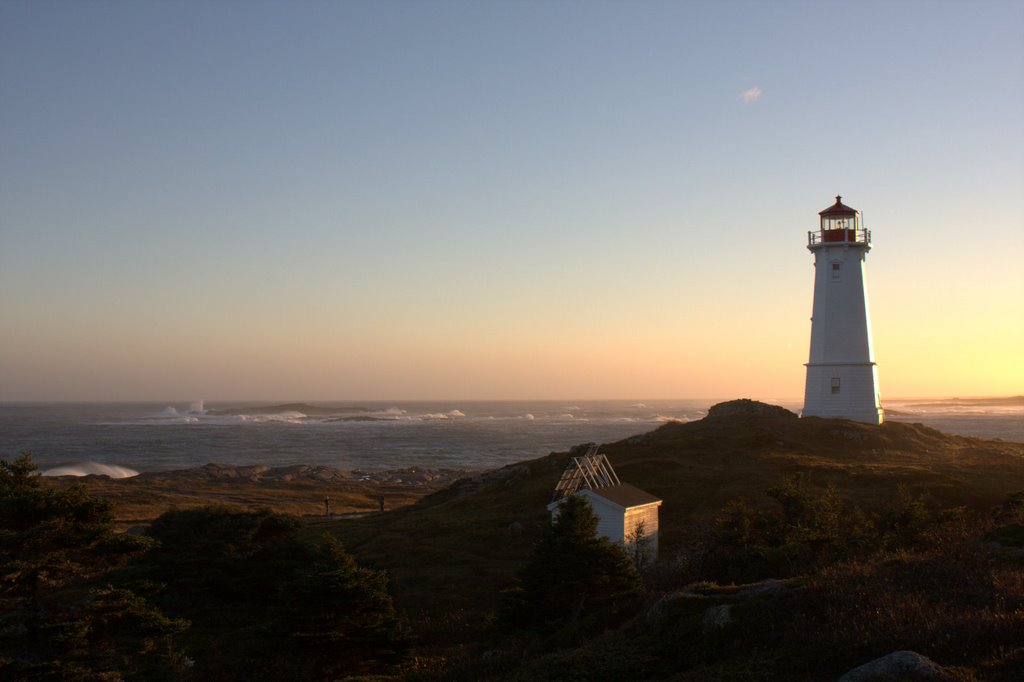 Fall Storm at Lighthouse Point, Louisbourg, NS by Ken Heaton