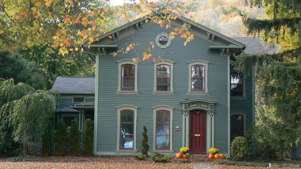 House - 2 story, Grey/Green, Front Doot - Wellsboro PA by photospy