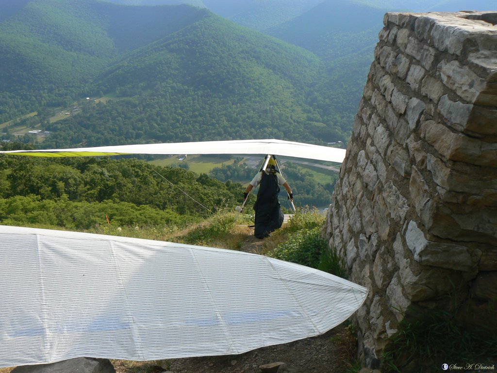 Hang Gliding - Preparing for the Take Off by Steve Dietrich