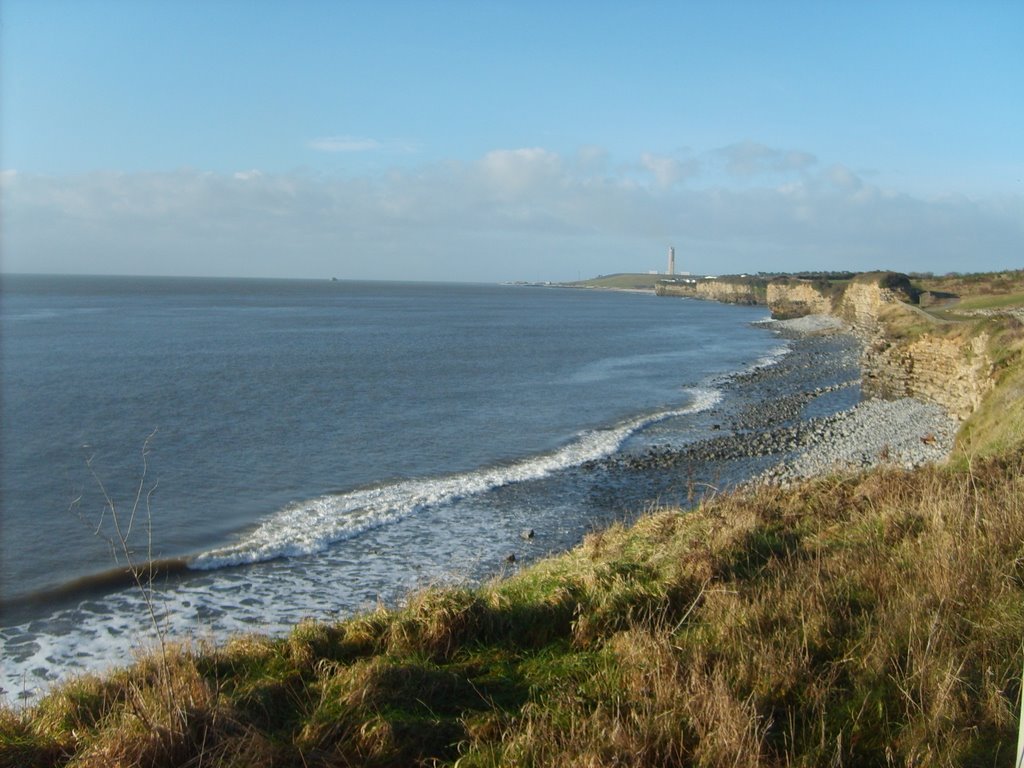 Coastline at Rhoose looking towards Aberthaw Power Station, Dec 08 by sarahjwilson