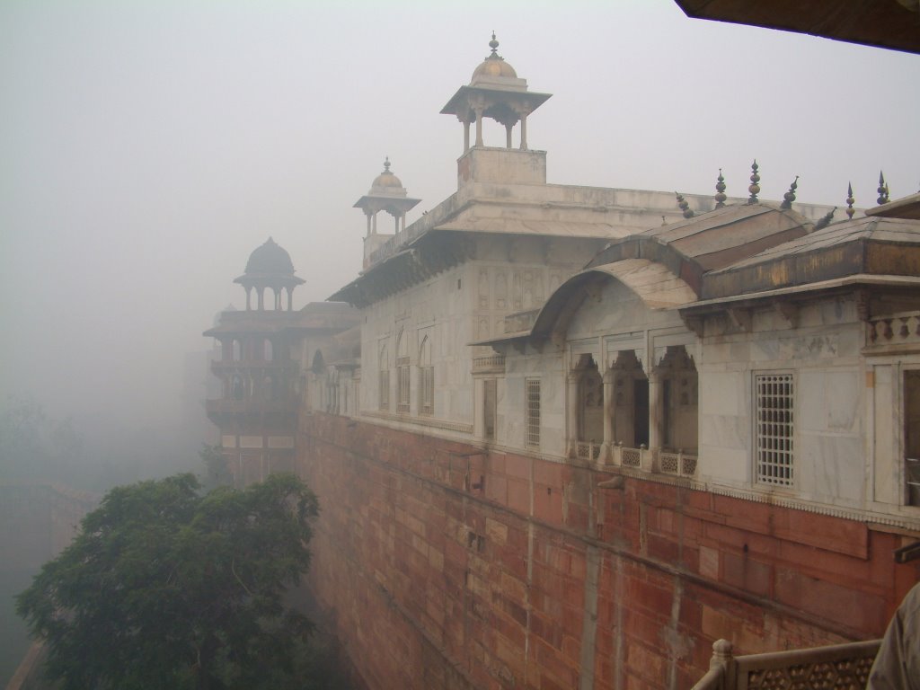 Agra Fort on a foggy day, India by Darren Ling