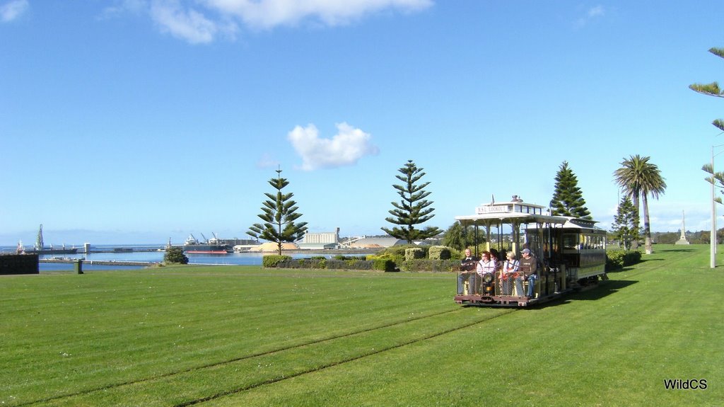 Portland Cable Tram passing the 'Ploughed Field' overlooking Portland Bay in Victoria by WildCS