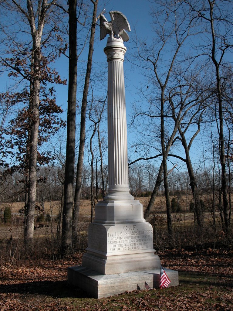 Company F (Vermont), 1st U.S. Sharpshooters Monument, Berdan Avenue, Pitzer's Woods by Seven Stars