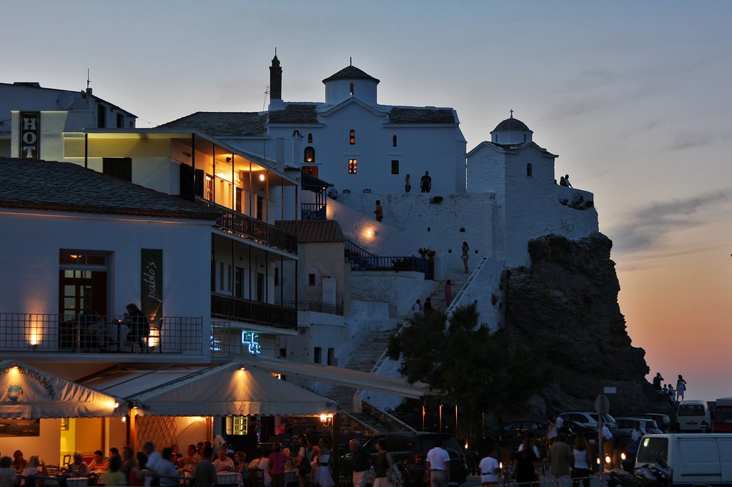 Skopelos Town at sunset by Finn Lyngesen