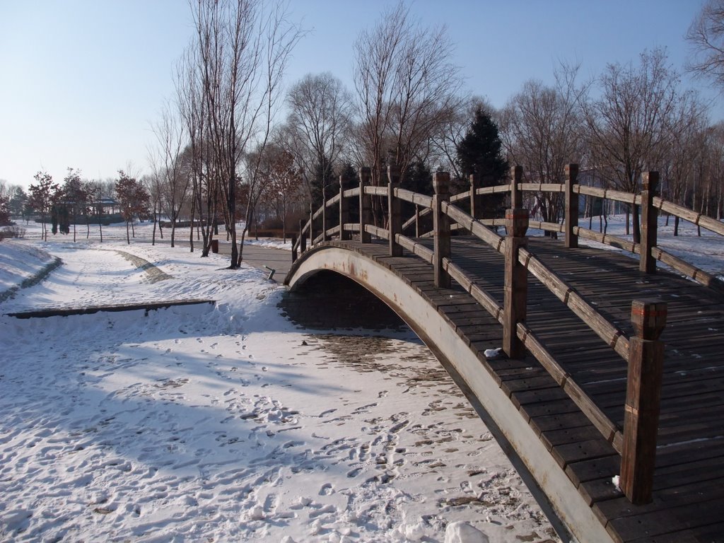 A wooden bridge on the Sun Island Park by Zephyr_su