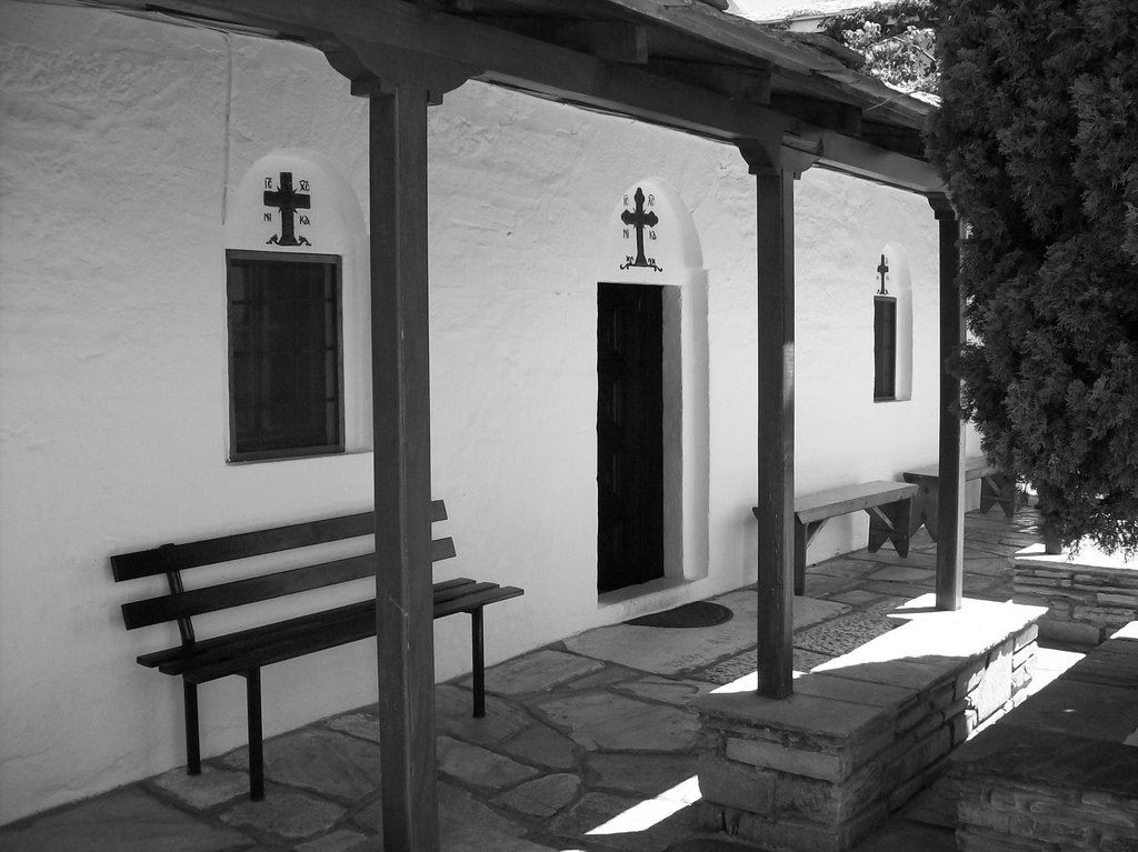 Inside the courtyard of the monastery of Arhanghelos by kiriakos67