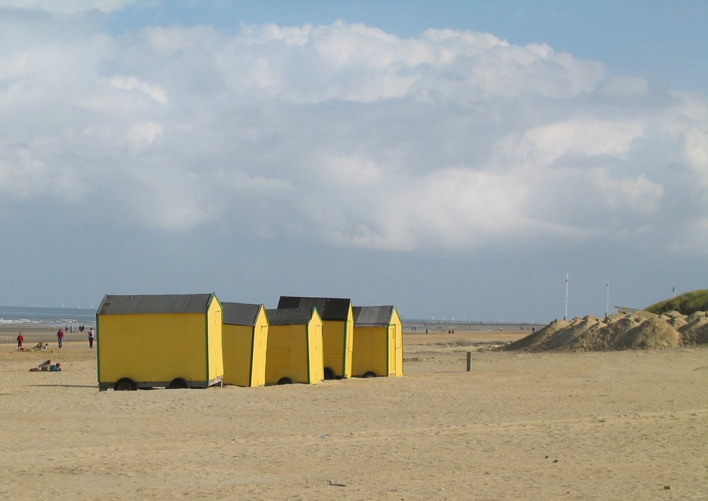 De Panne, Belgium - The Yellow Beach Cabins by Ria Maat