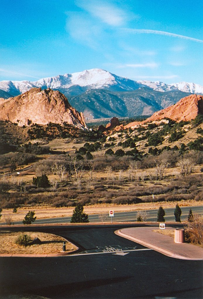 Looking from the Visitors Center through the Garden of the Gods to Pike's Peak, Colo Springs, CO by Bud B.