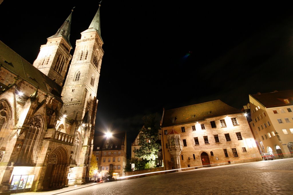 Nuremberg "Nürnberg" Sebaldus church and plaza at night by tjmueller