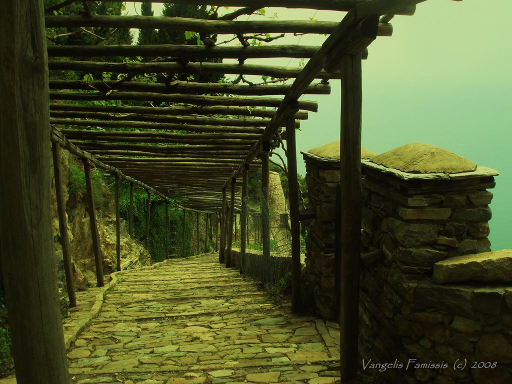 The way down to arsanas of Simonopetra by Vangelis Famissis