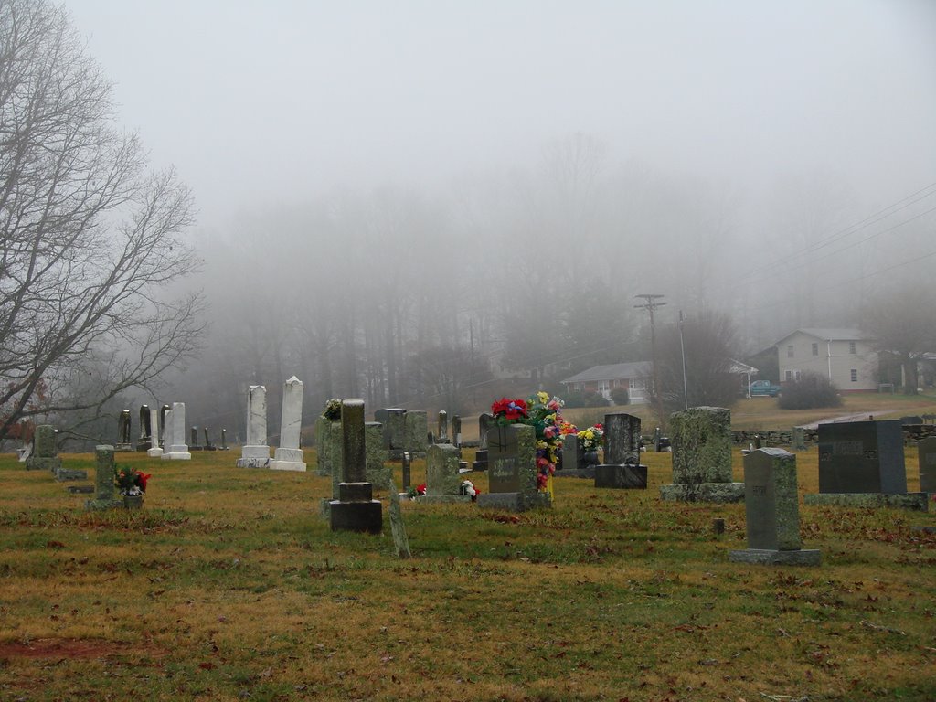 South Macon Baptist Church Cemetery, a rainy and foggy January morning by Jean Gregory Evans