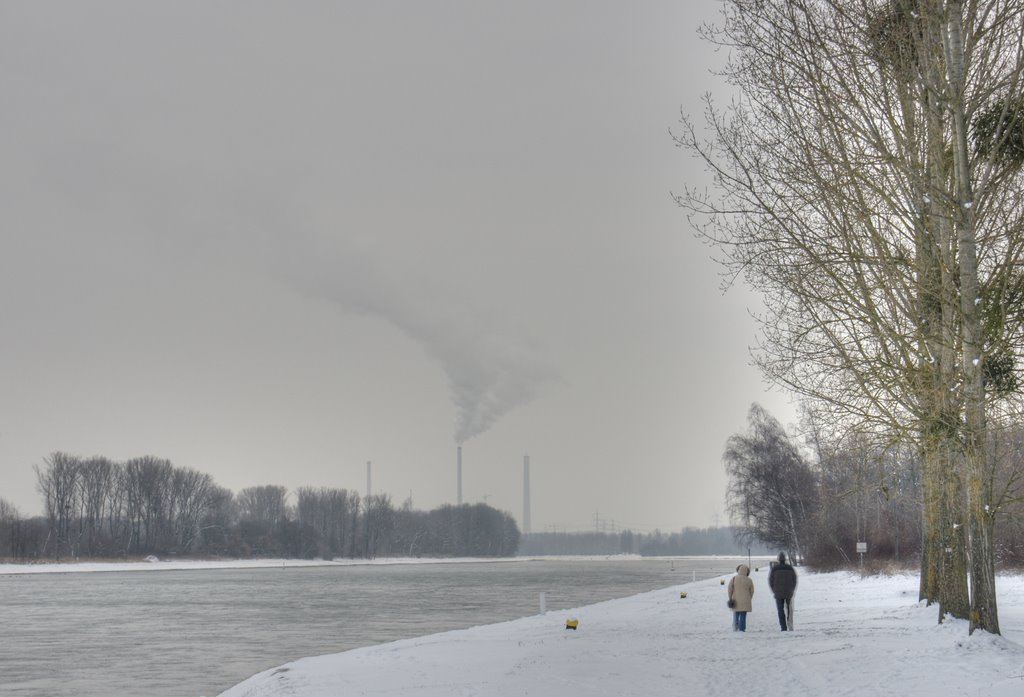 Winterspaziergang am Rhein by J. Huber