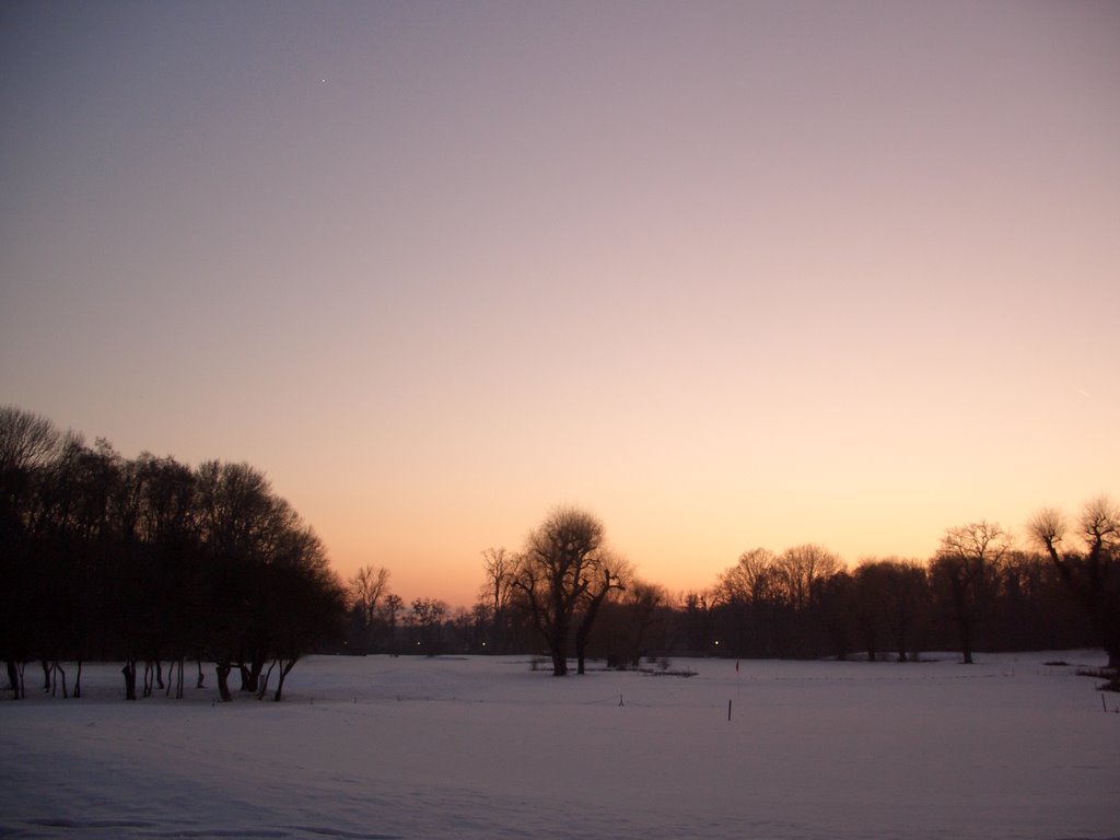 Golfclub Hanau Wilhelmsbad - Winter Sunset Hole No 2 by Dieter Hoffmann