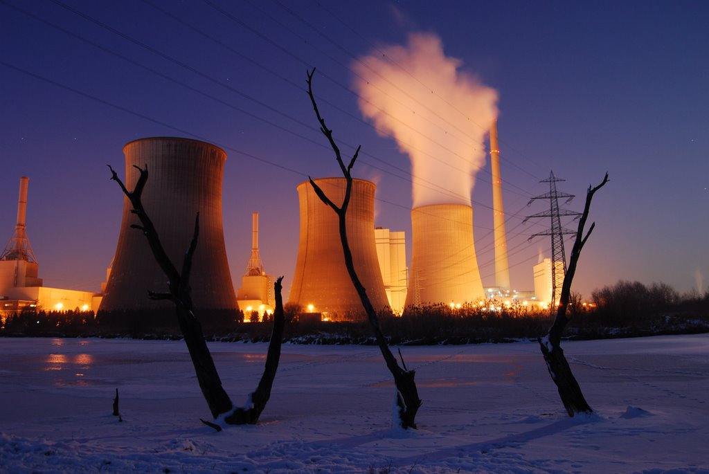 Connected - Coal Power Plant With Dead Trees @ River Lippe +++ Kohlekraftwerk Gersteinwerk by thomashaagen