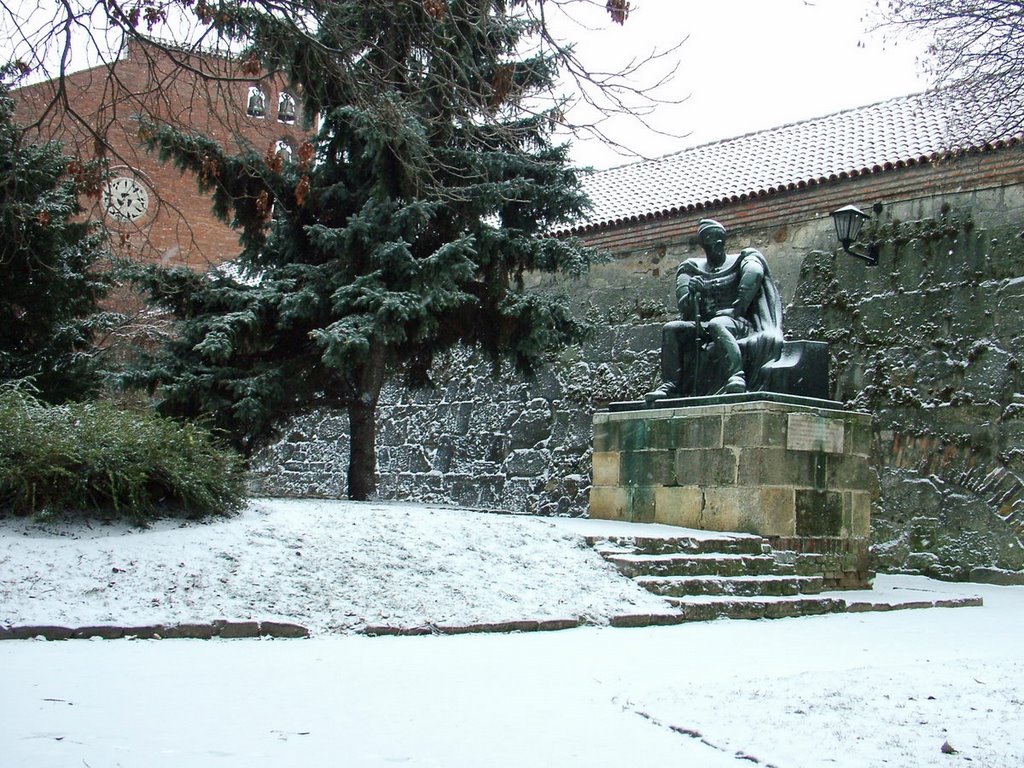 A várfal,és Watthay Ferenc várkapitány szobra - The Wall of City,and the Statue Ferenc Watthay Captain of Castle by Pinke László