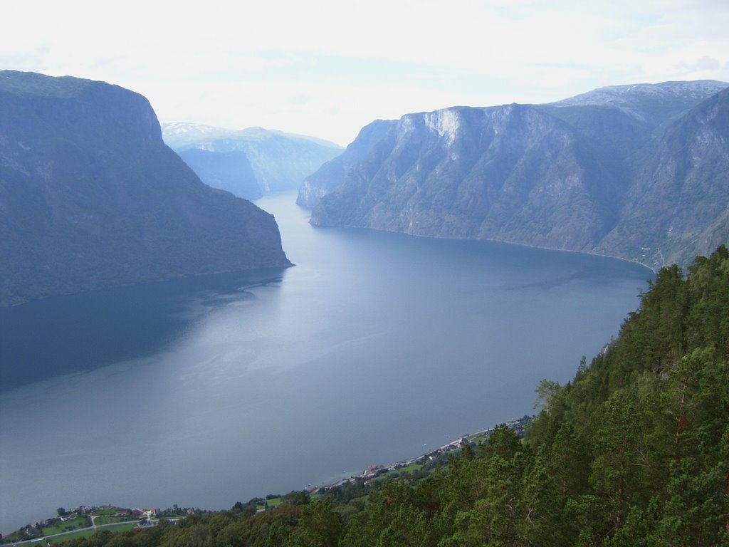 Aurlandsfjorden von Plattform bei Aurlandsveien / Aurlandsfiord from platform at Aurlandsveien by Huehnchen