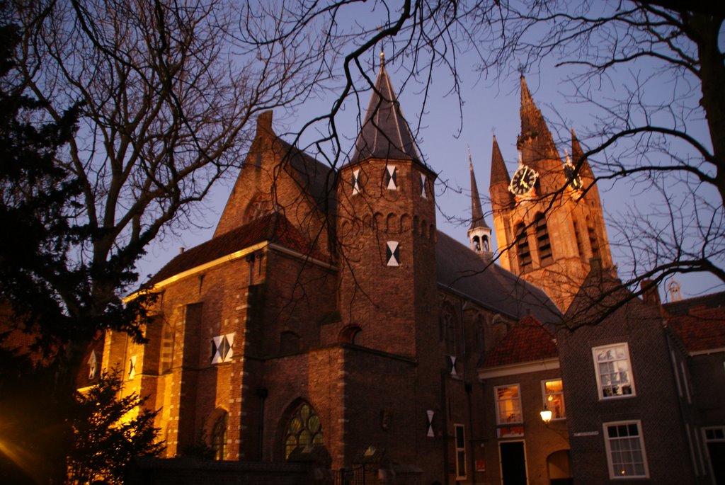 Delft Toren van de Oude Kerk v.a. st Agatha plein by jacomien