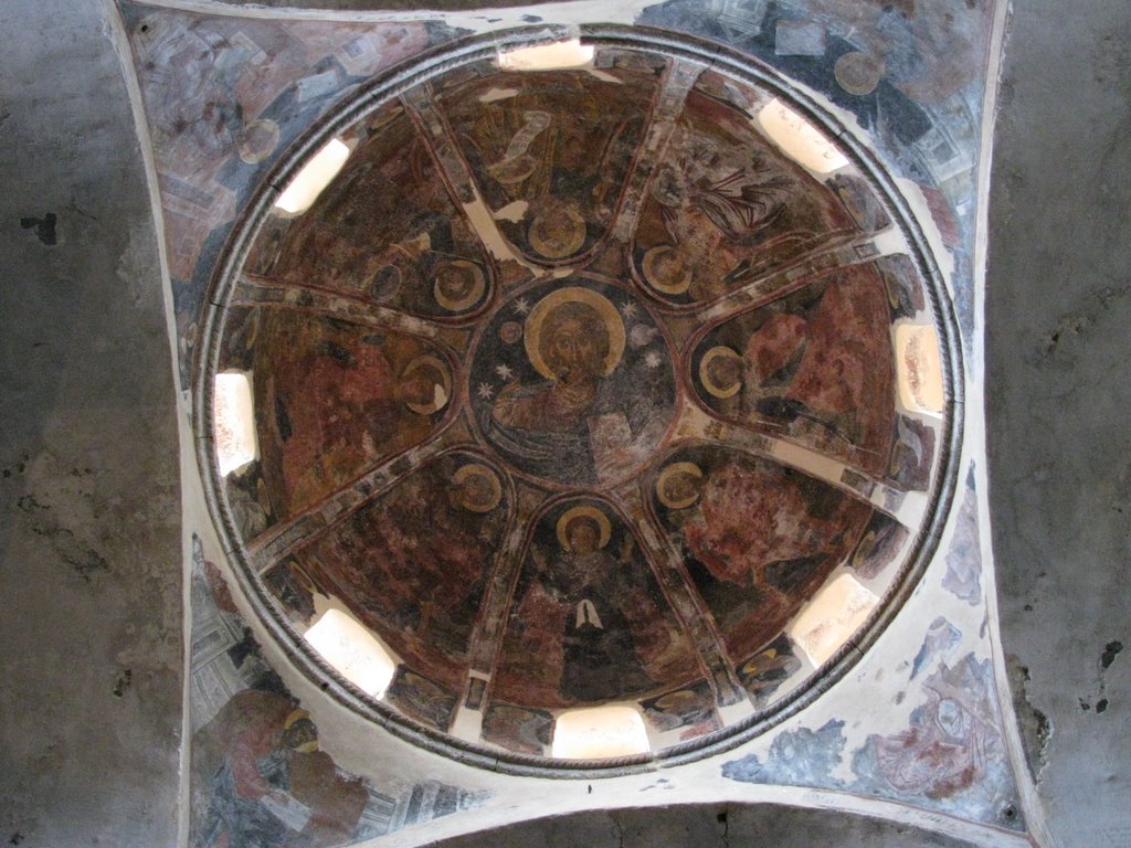 Frescoed dome, mystras, greece by basil angelis