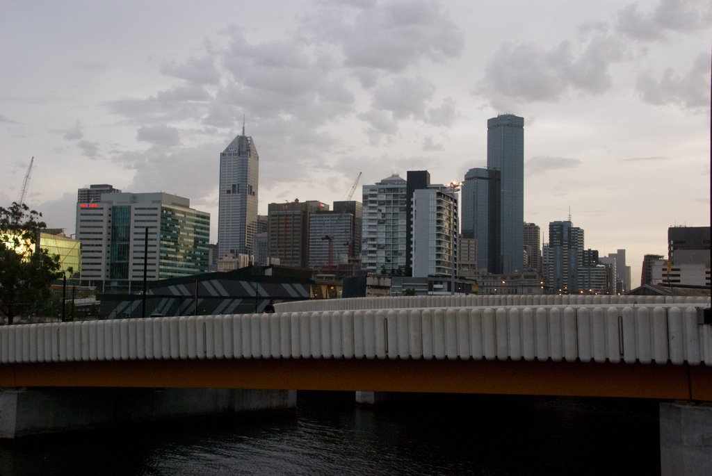 Melbourne CBD Skyline over Charles Grimes Bridge by vincentq