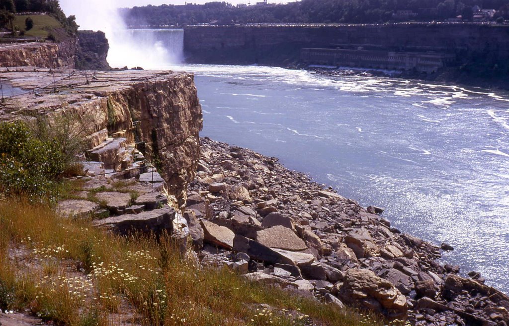 Shut Off American Falls, Canadian Falls in Background by Bob Woloszyn