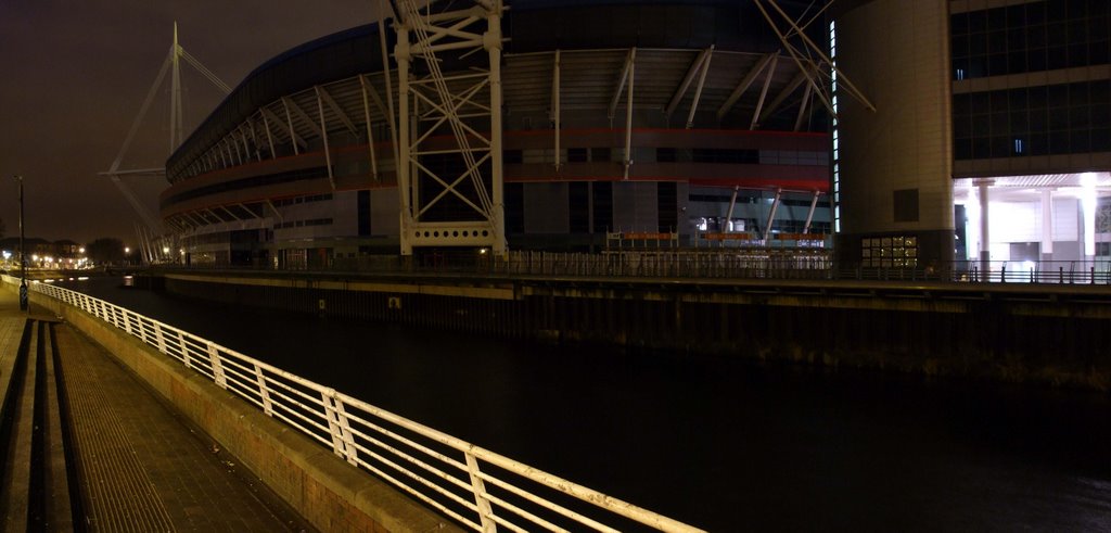 Millenium Stadium, Cardiff: across from Afon Taf by andrewhead