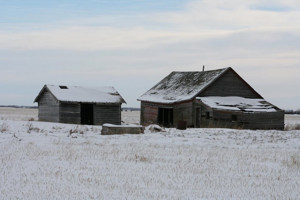 Old Rustic Barn in Winter - North of Carstairs by Richard F Dobbin