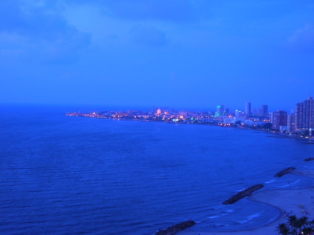 Cartagena historic district view from Bocagrande by Mauricio Constain