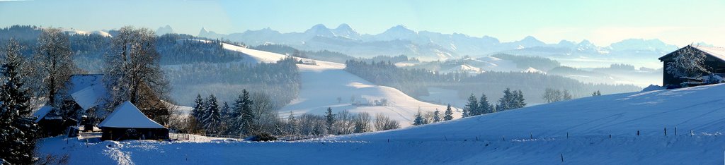 Mb - View to the Bernese Alps, Winter Scenery, best viewed at the largest size - Am besten wirkt das ganz grosse Format - 2600 x 594 pixels - Blick auf die Berneralpen by Margrit Berger (Swis…