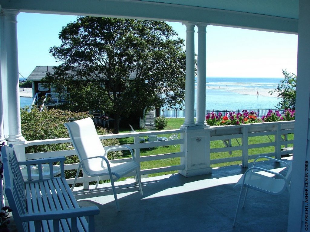 Ogunquit beach from the Marginal Way House veranda by Asher Glaun