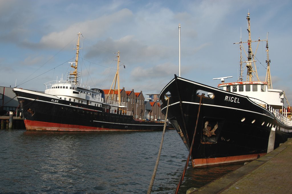 The Elbe and M.S. Rigel in the outer harbour by Ria Maat