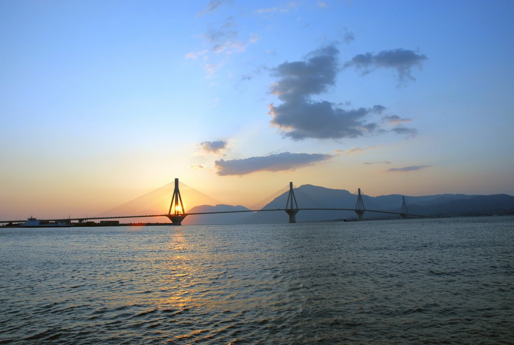 Sunset - Bridge Rio Greece by Ted Athanasopoulos