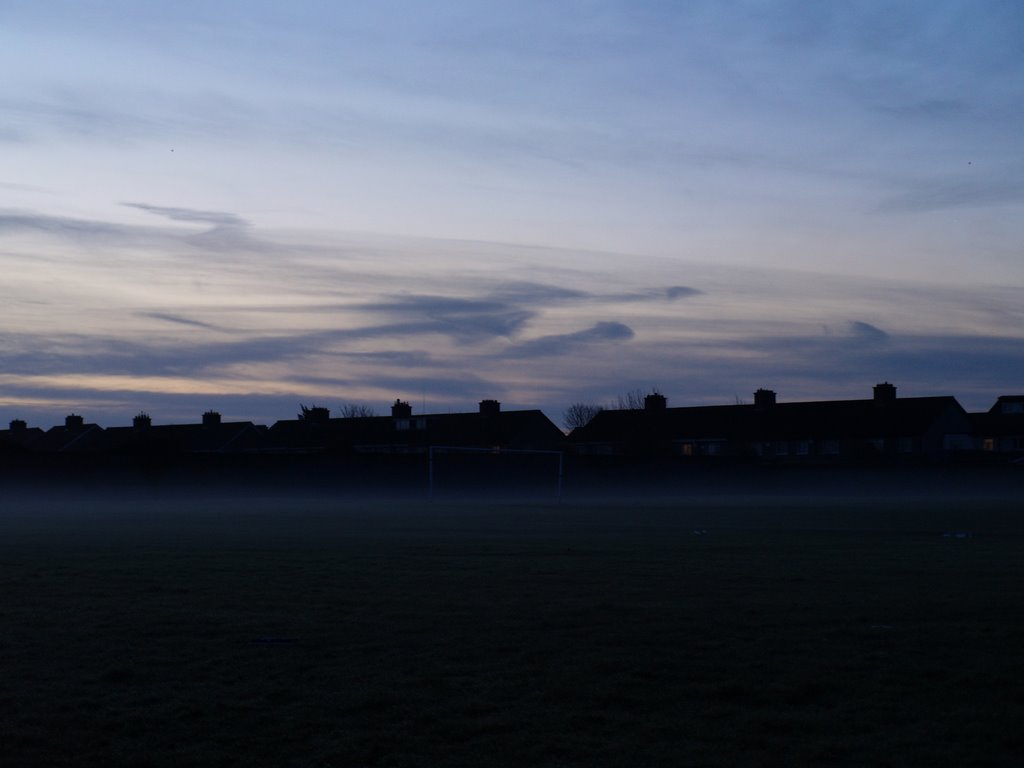 Misty football field by jay hutchin