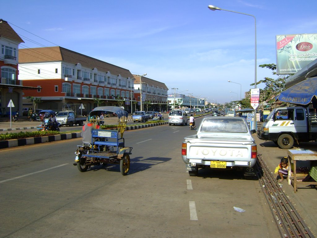 Main street in Pakse by thongsaysychanh