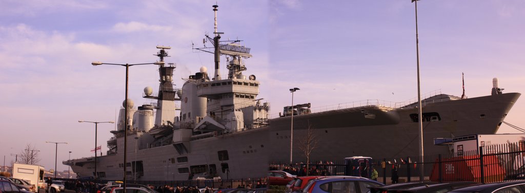 HMS Ark Royal, docked at River Tyne, 31/01/2009 by Albert Griffiths