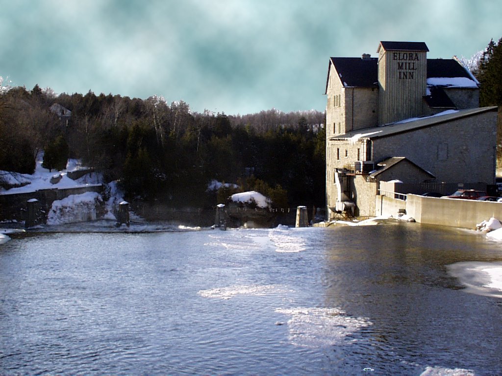 Mill from Victoria St Bridge Winter by bobnot