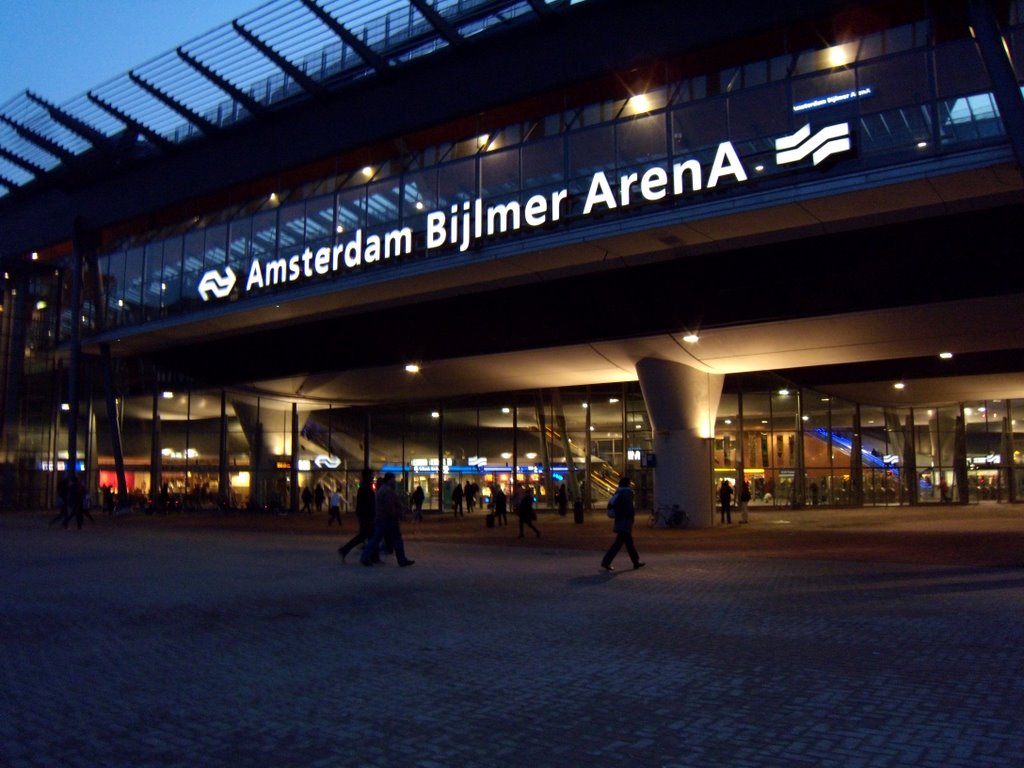 Amsterdam Bijlmer ArenA Station on a wet and cold evening in January by Kevin Scott