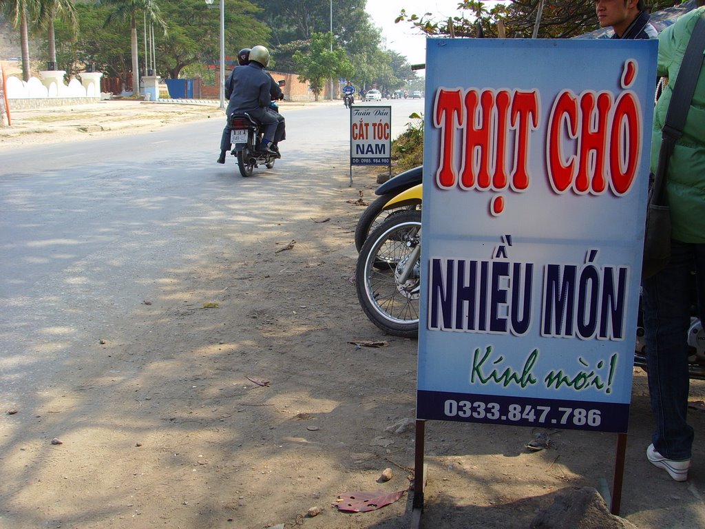 Việt Nam, Vịnh Hạ Long, ‘thịt chó’ (dog meat) sold along a street near Halong Bay. by Bink