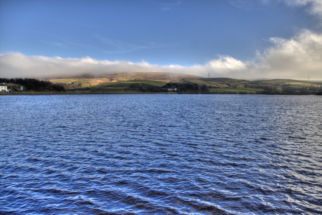 It's foggy over the tops again behind Hollingworth Lake (HDR) by Paul Clare