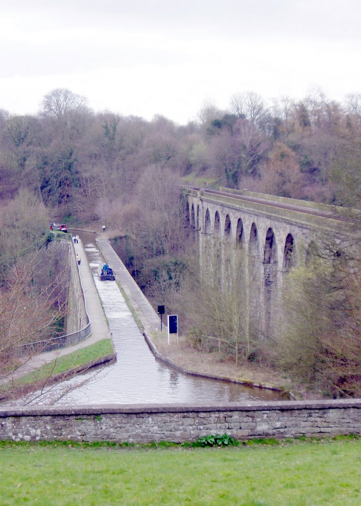 Chirk Aquaduct and viaduct, over the Ceriog Valley, Snowdonia, Wales by Justin Brice