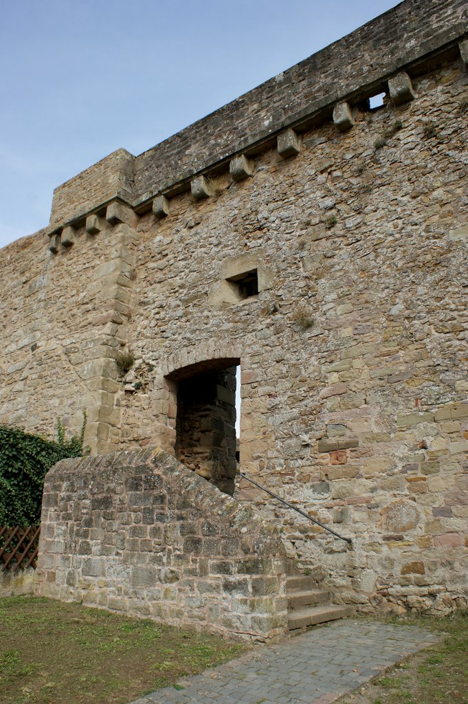 Schildmauer zwischen Ober- und Unterburg mit Dorchgang und "Pechnase" by wolfbam