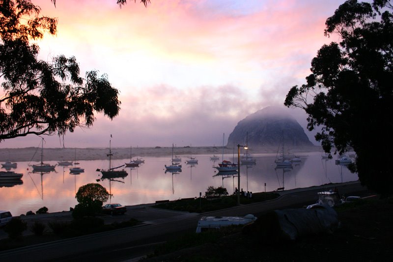 Foggy Sunset over Morro Harbor by susanneleasure