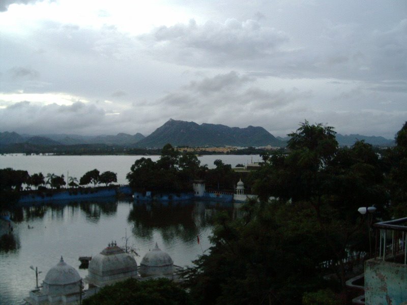 Pichola lake in the evening, full with water, a little old photo though by E VANI DIVAKARA SAST…