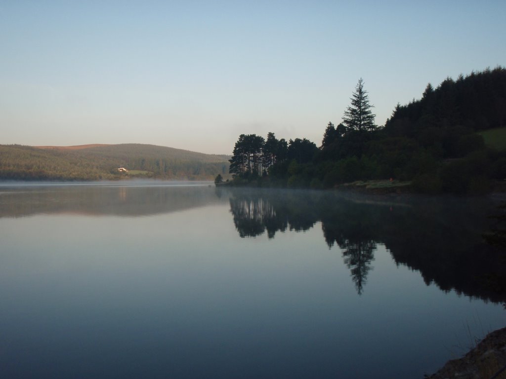 Mirror flat water at Merthyr Tydfil Sailing Club, Pontsticill Reservoir by Mark Govier