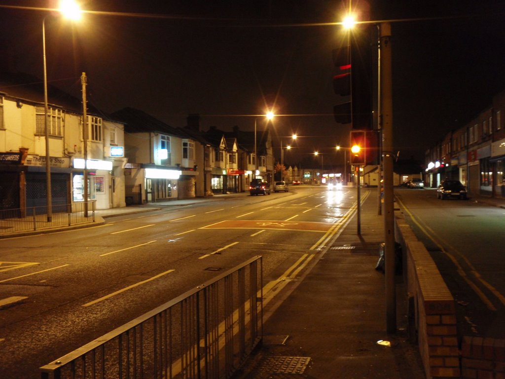 Newport Road, Rumney, Cardiff from outside the Cross Inn at the Wentloog Road junction. by MarkGovier