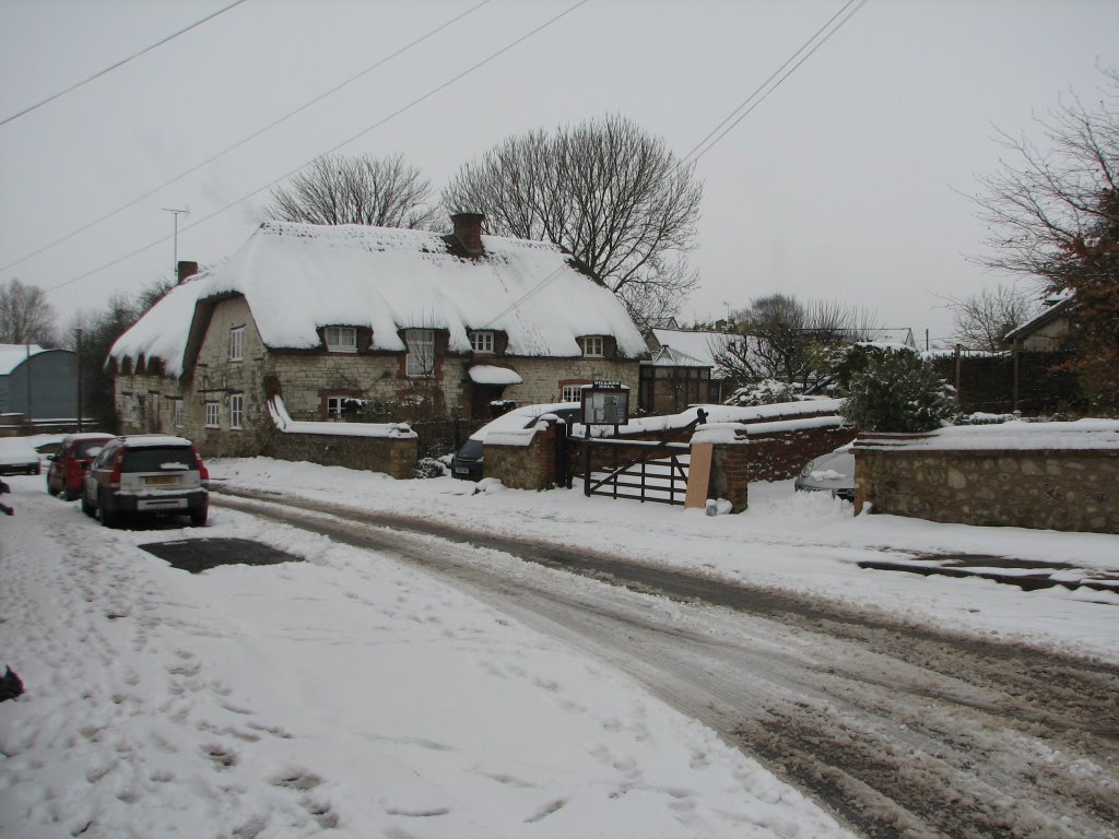 Snowy old headmasters house by Phil Bunce